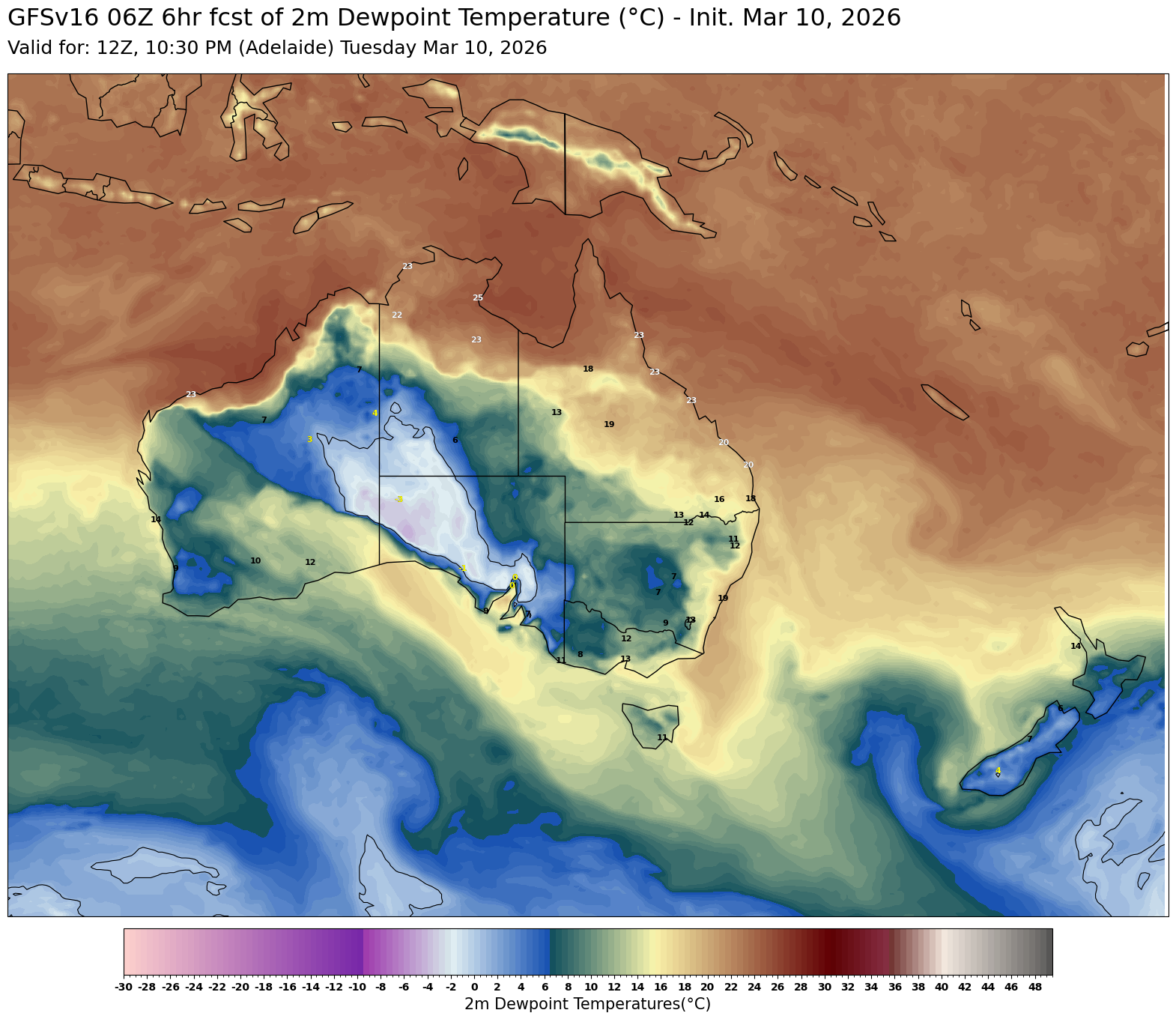 GFSv16 Dewpoint
