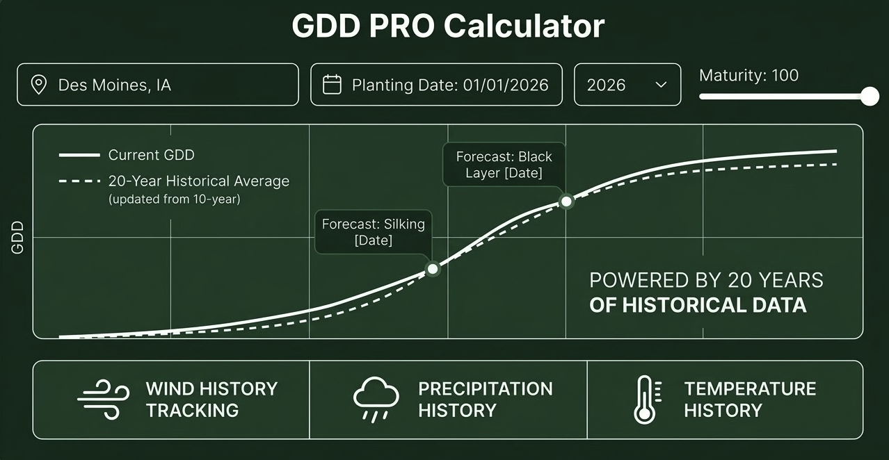 GDD Pro Calculator is available in Ag Wx Pro
