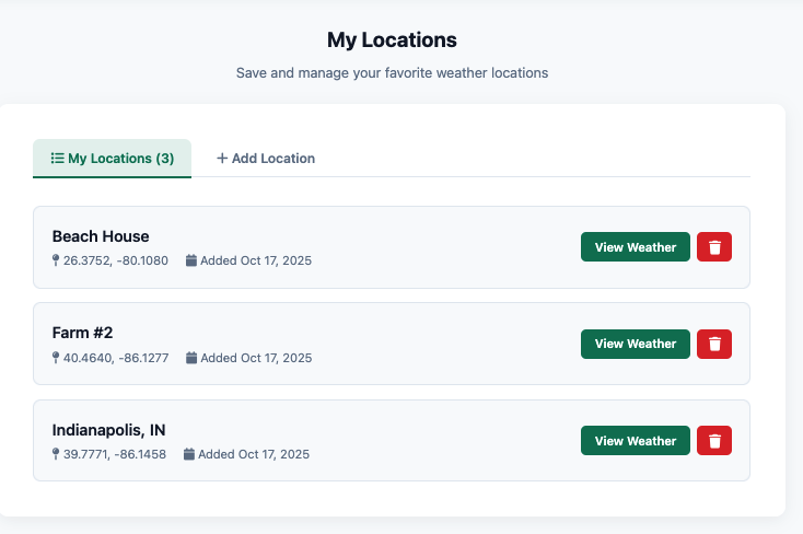 Saved Locations Feature